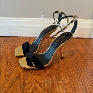 Steve Madden Women’s Luxedo Black and Gold Heels